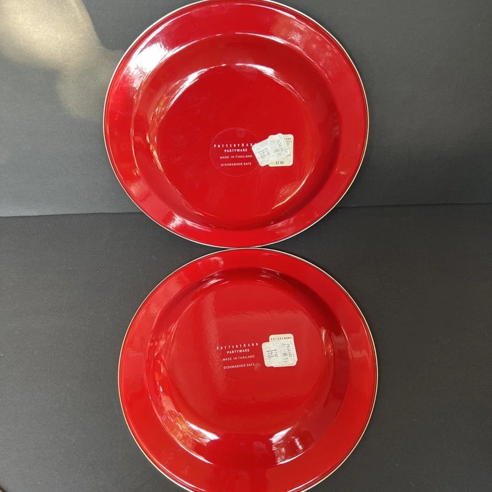 Discontinued Pottery Barn Enamelware Plates Red 10